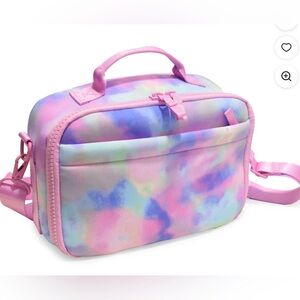 Reusable Neoprene Insulated Zippered Tie Dye Lunch Bag With Strap